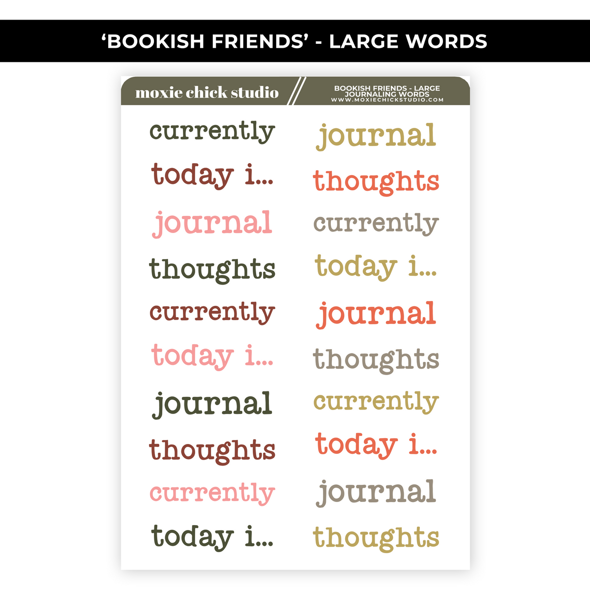 BOOKISH FRIENDS LARGE JOURNALING WORDS - NEW RELEASE