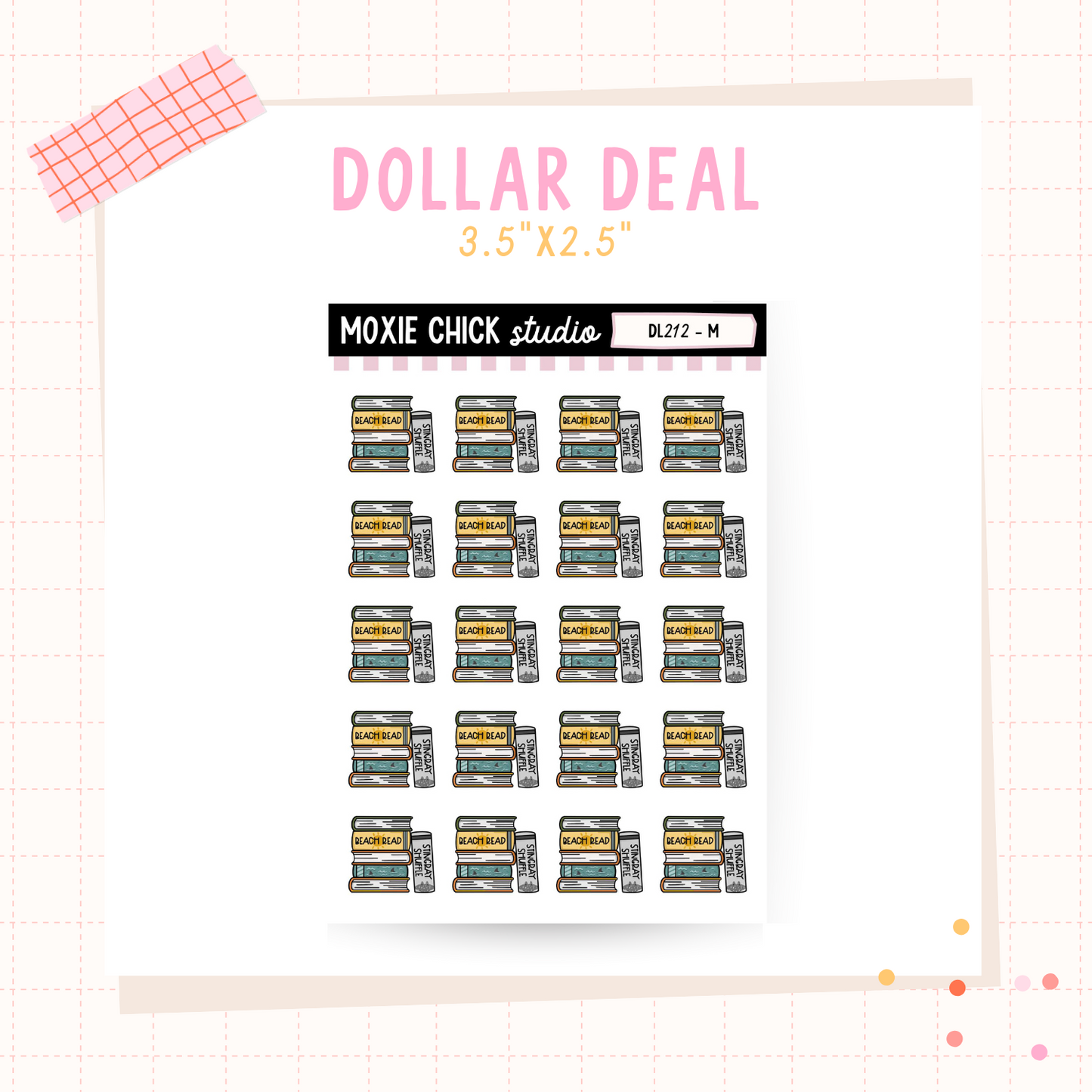 Book stack Beach Reads - Dollar Deal Sticker Sheets – Perfect for On-the-Go Planners & Journals)