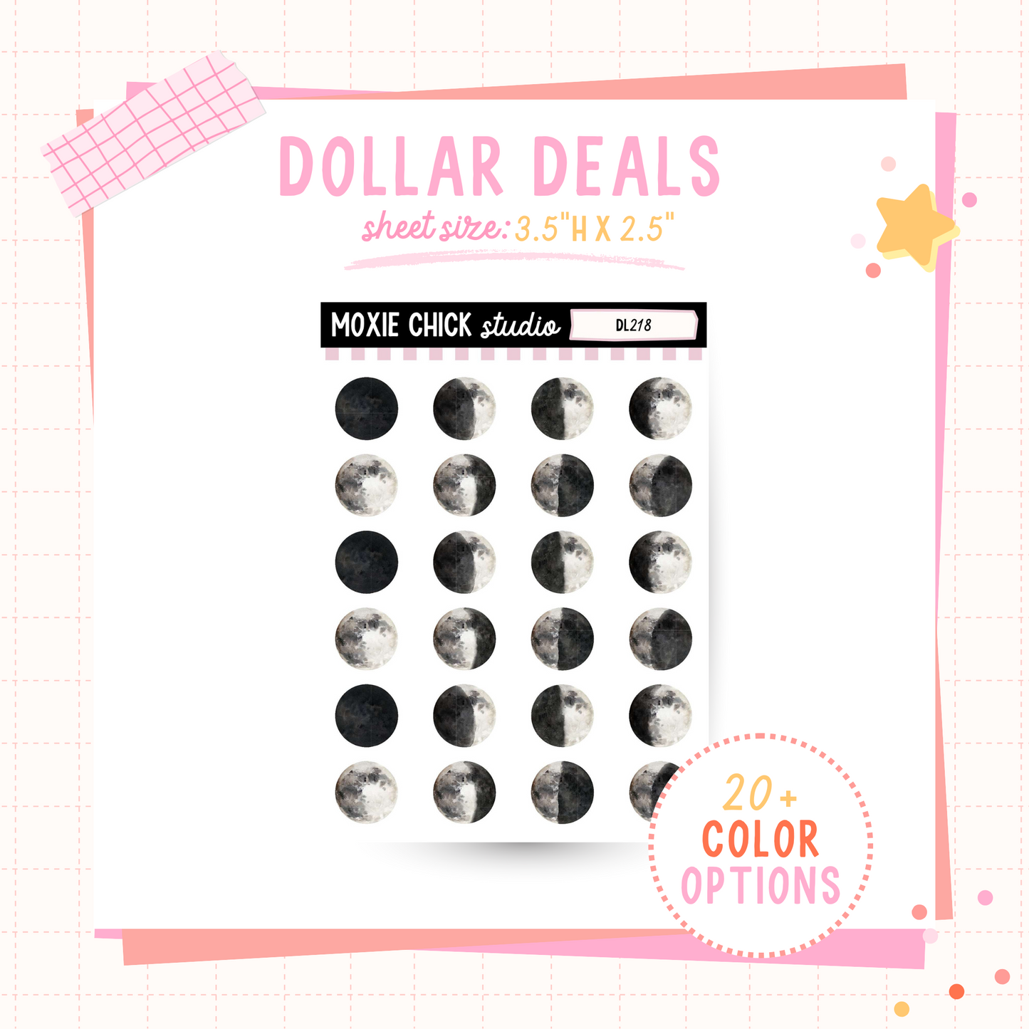 Moon Phase #2 - Dollar Deal Sticker Sheets – Perfect for On-the-Go Planners & Journals)