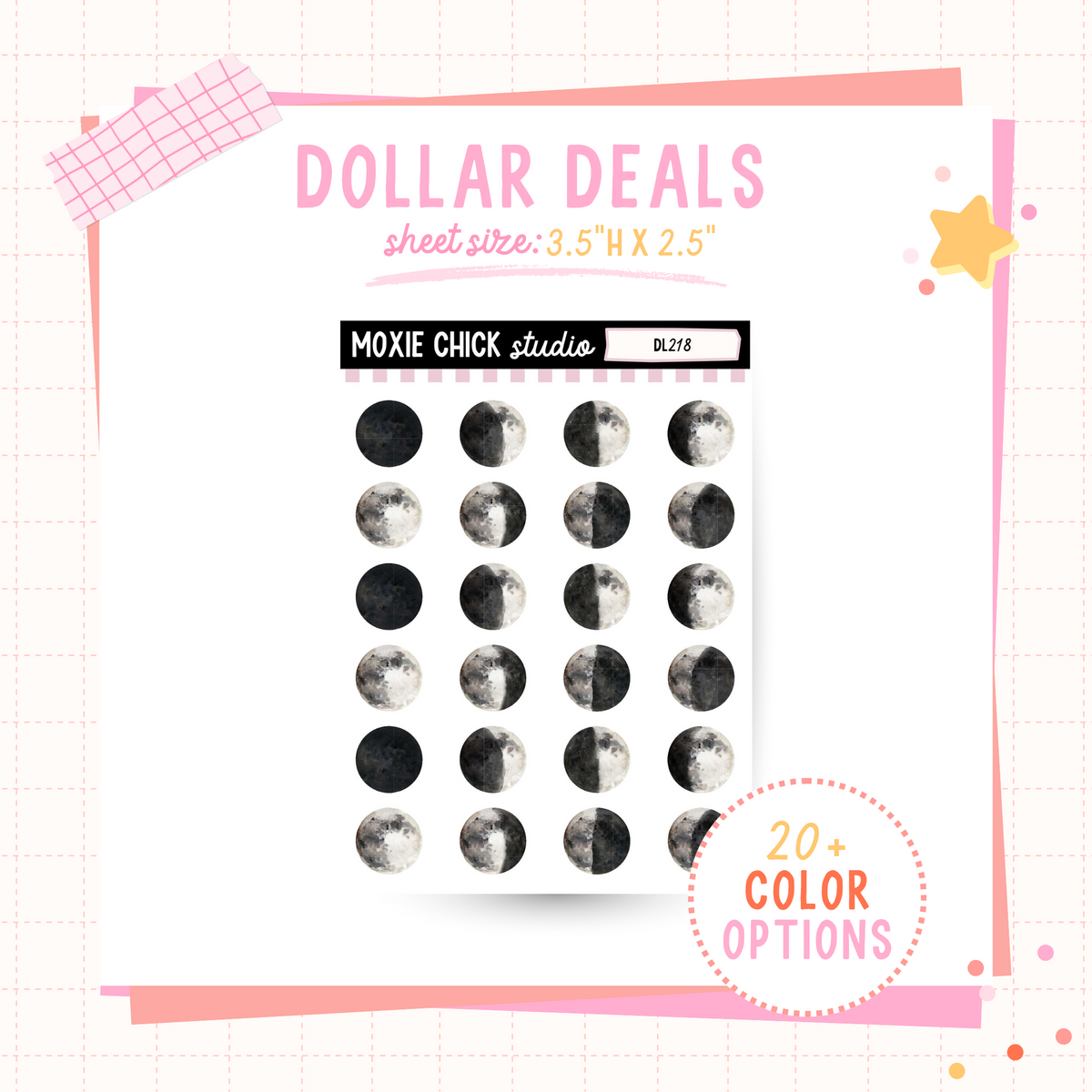 Moon Phase #2 - Dollar Deal Sticker Sheets – Perfect for On-the-Go Planners & Journals)