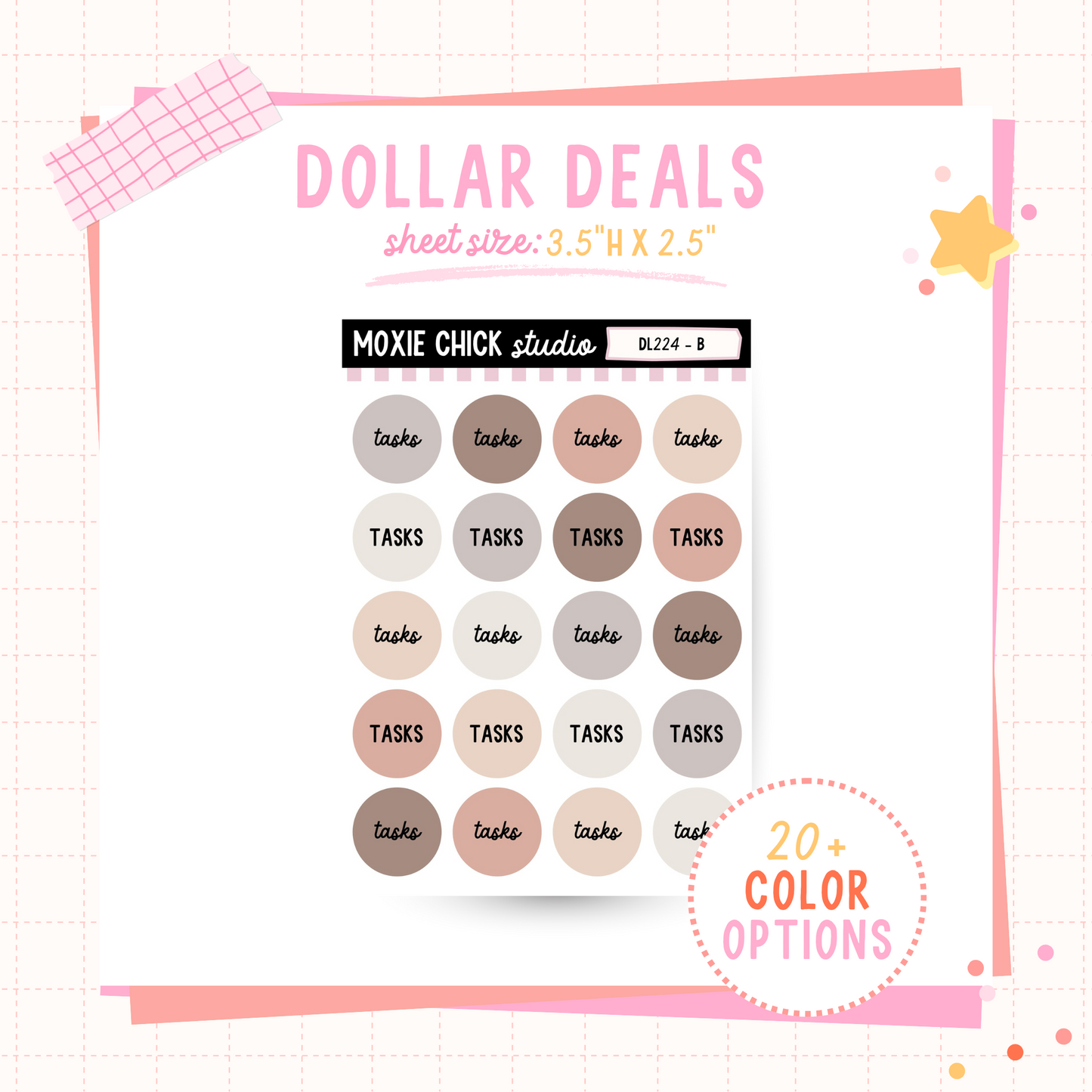 Circle TASKS - Dollar Deal Sticker Sheets – Perfect for On-the-Go Planners & Journals)
