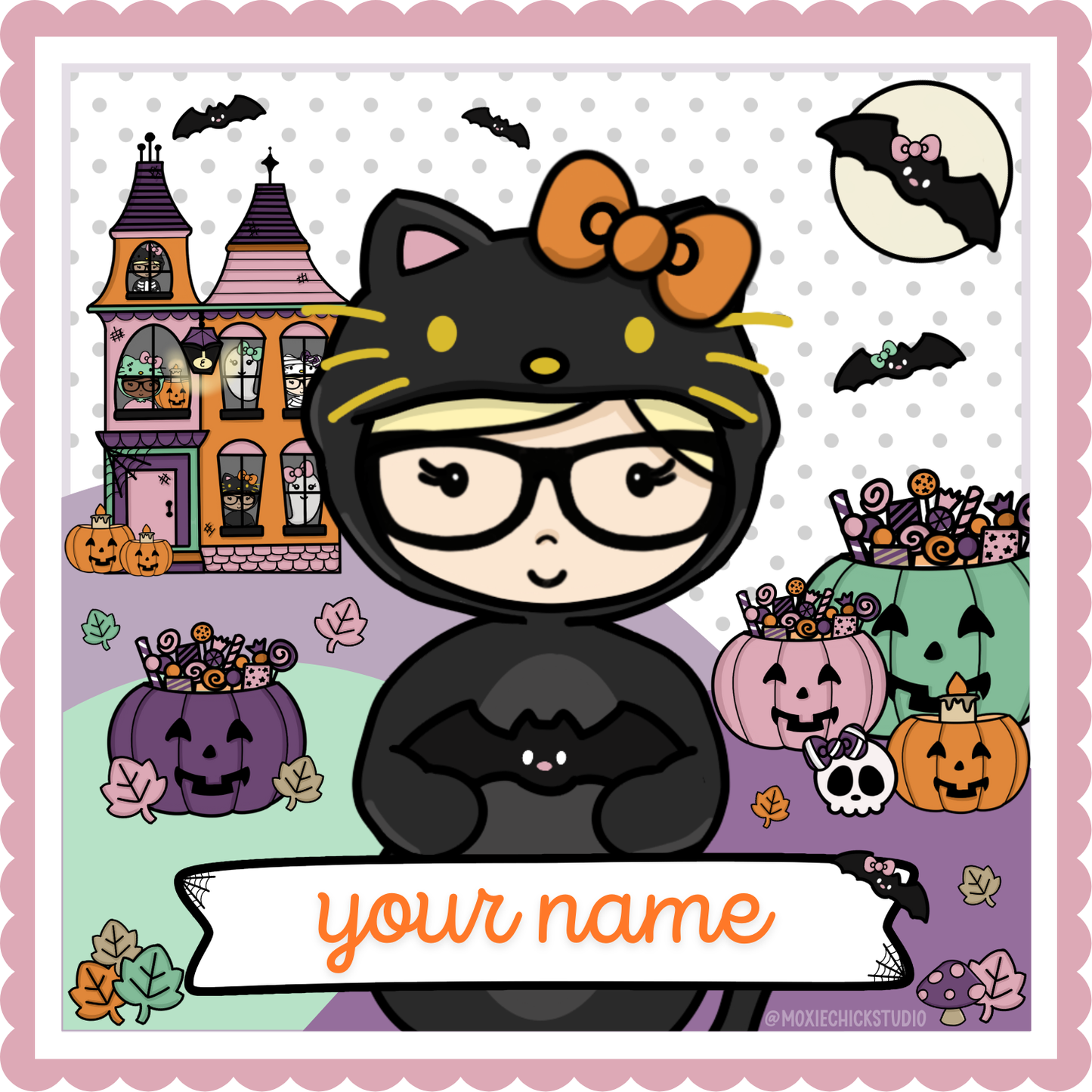 Digital Personalized Helloween Moxie Chick Illustration | Custom Hair, Skin, Outfit & Name | Digital Download | New Release