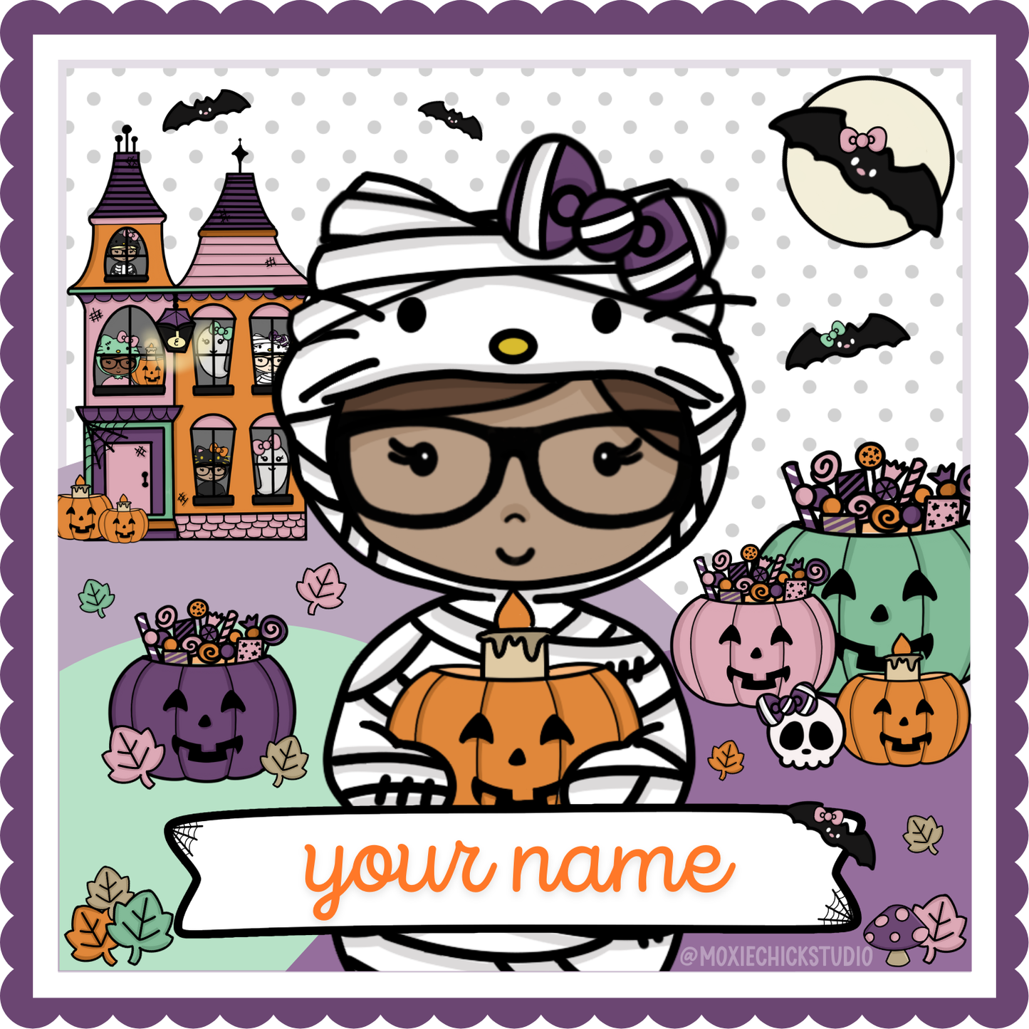 Digital Personalized Helloween Moxie Chick Illustration | Custom Hair, Skin, Outfit & Name | Digital Download | New Release