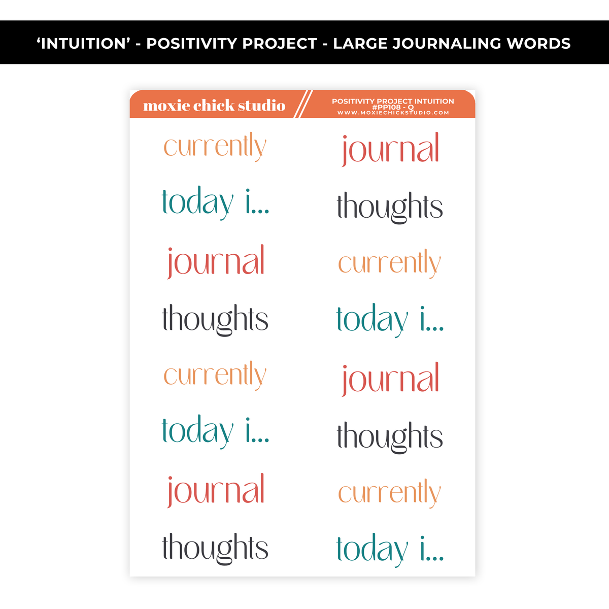 INTUITION POSITIVITY PROJECT - JOURNALING PROMPT WORDS - NEW RELEASE