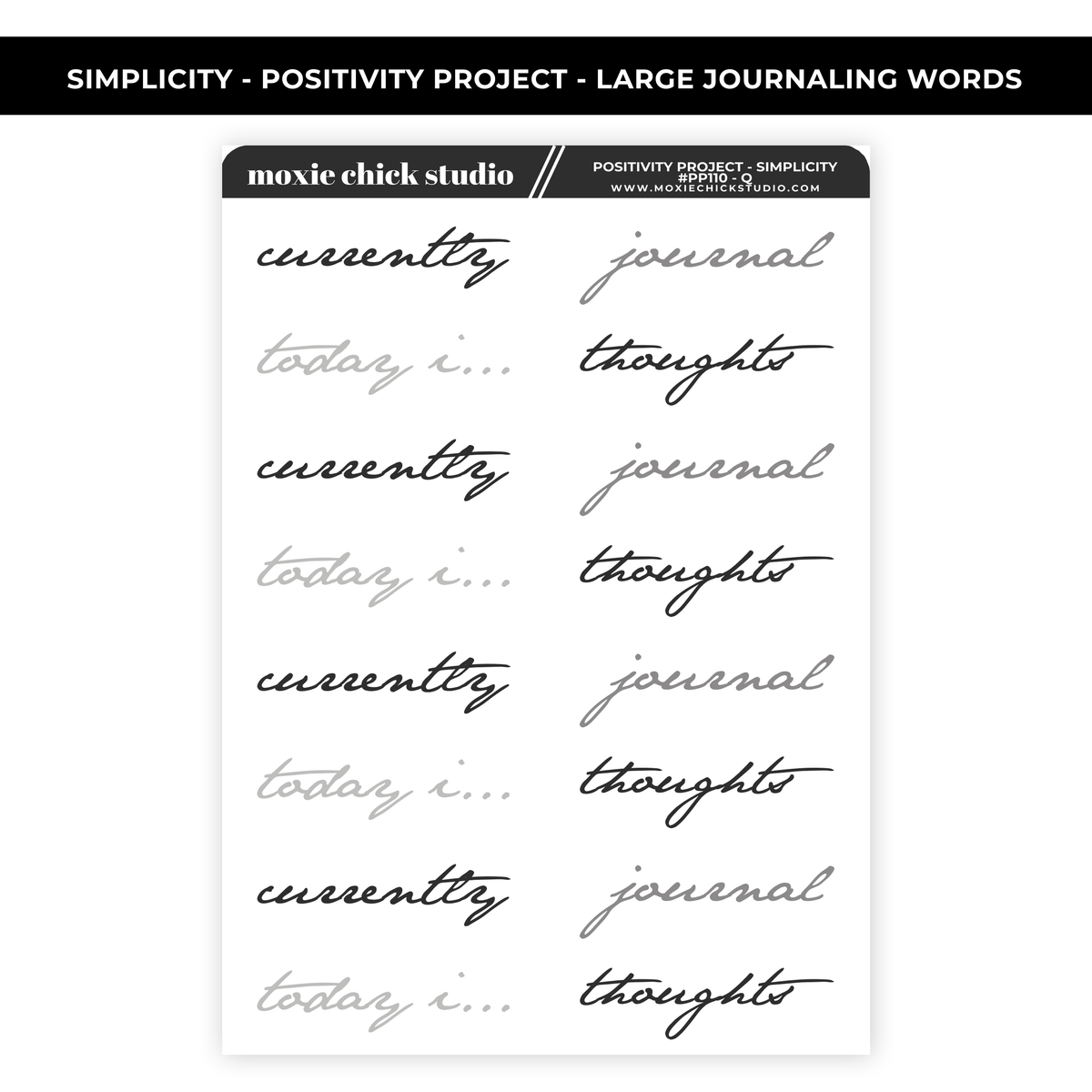 POSITIVITY PROJECT SIMPLICITY LARGE JOURNALING WORDS - NEW RELEASE