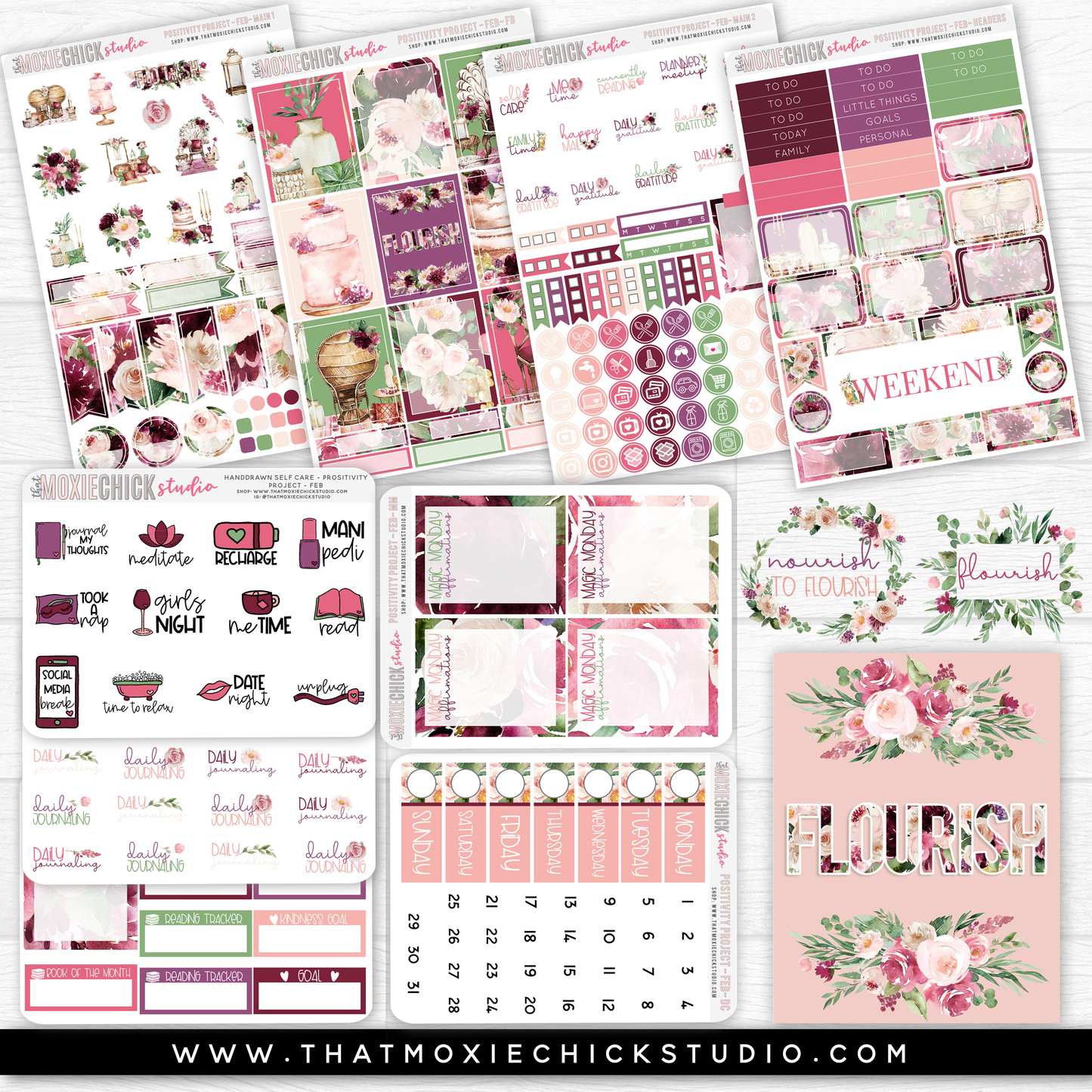POSITIVITY PROJECT KIT - FEBRUARY - FLOURISH // NEW RELEASE - That Moxie Chick Studio