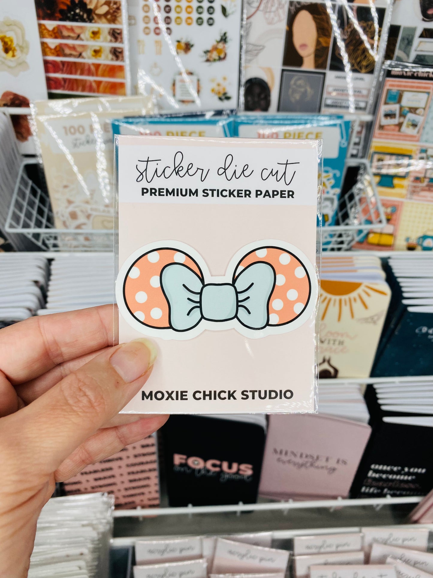 PINK/PEACH BOW PREMIUM MATTE 3" DIE CUT