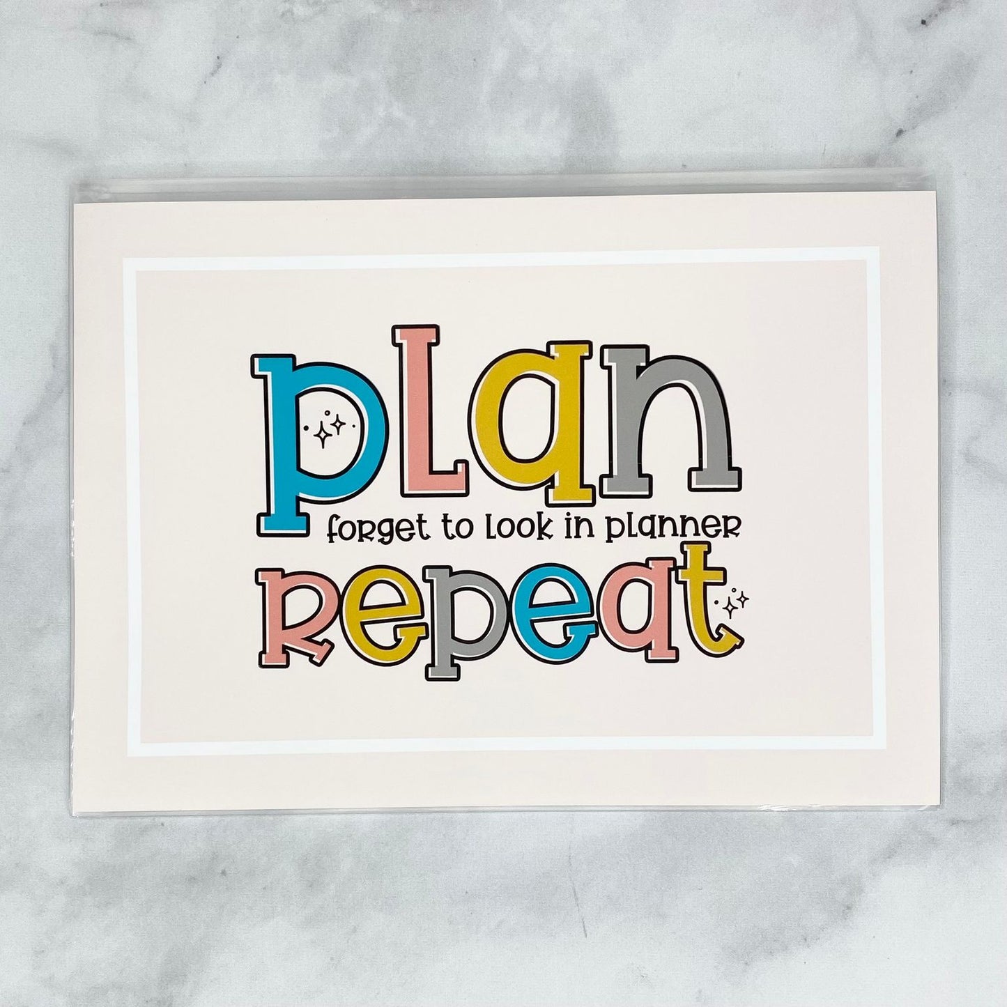 5X7 ENVELOPE 'PLAN FORGET REPEAT QUOTE' - NEW RELEASE
