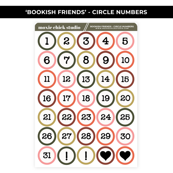BOOKISH FRIENDS CIRCLE NUMBERS - NEW RELEASE – Moxie Chick Studio