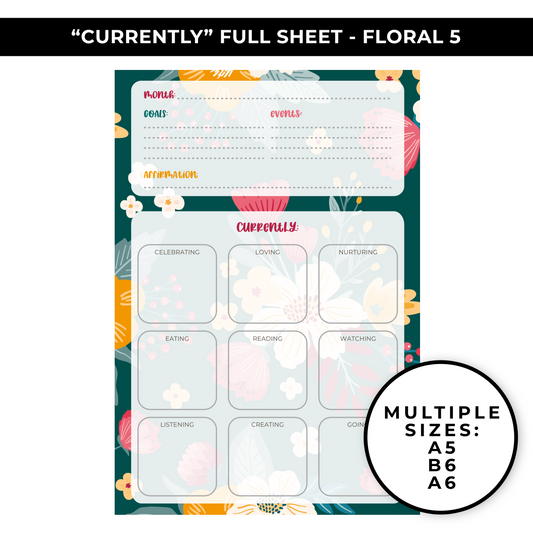 "CURRENTLY" LARGE SHEET - FLORAL 5 - NEW RELEASE