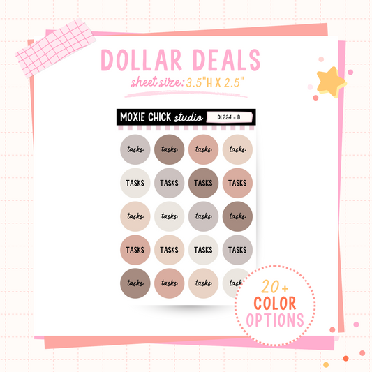 Circle TASKS - Dollar Deal Sticker Sheets – Perfect for On-the-Go Planners & Journals)