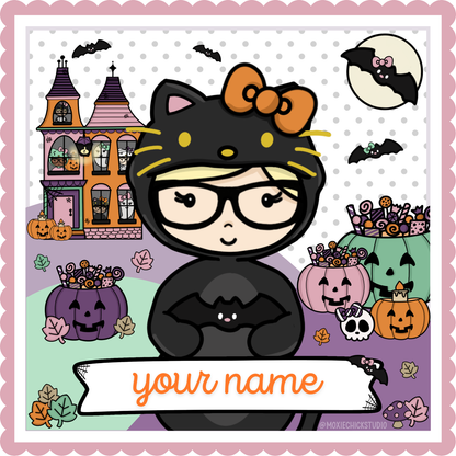 Digital Personalized Helloween Moxie Chick Illustration | Custom Hair, Skin, Outfit & Name | Digital Download |  New Release