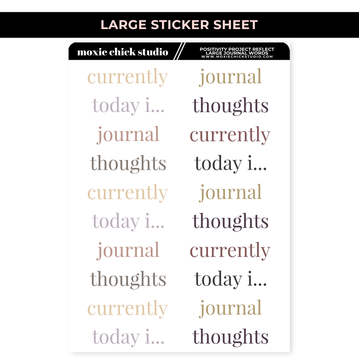LARGE JOURNALING WORDS "REFLECT" - NEW RELEASE