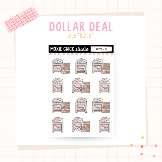 Happy Mail boxes #2 - Dollar Deal Sticker Sheets – Perfect for On-the-Go Planners & Journals)
