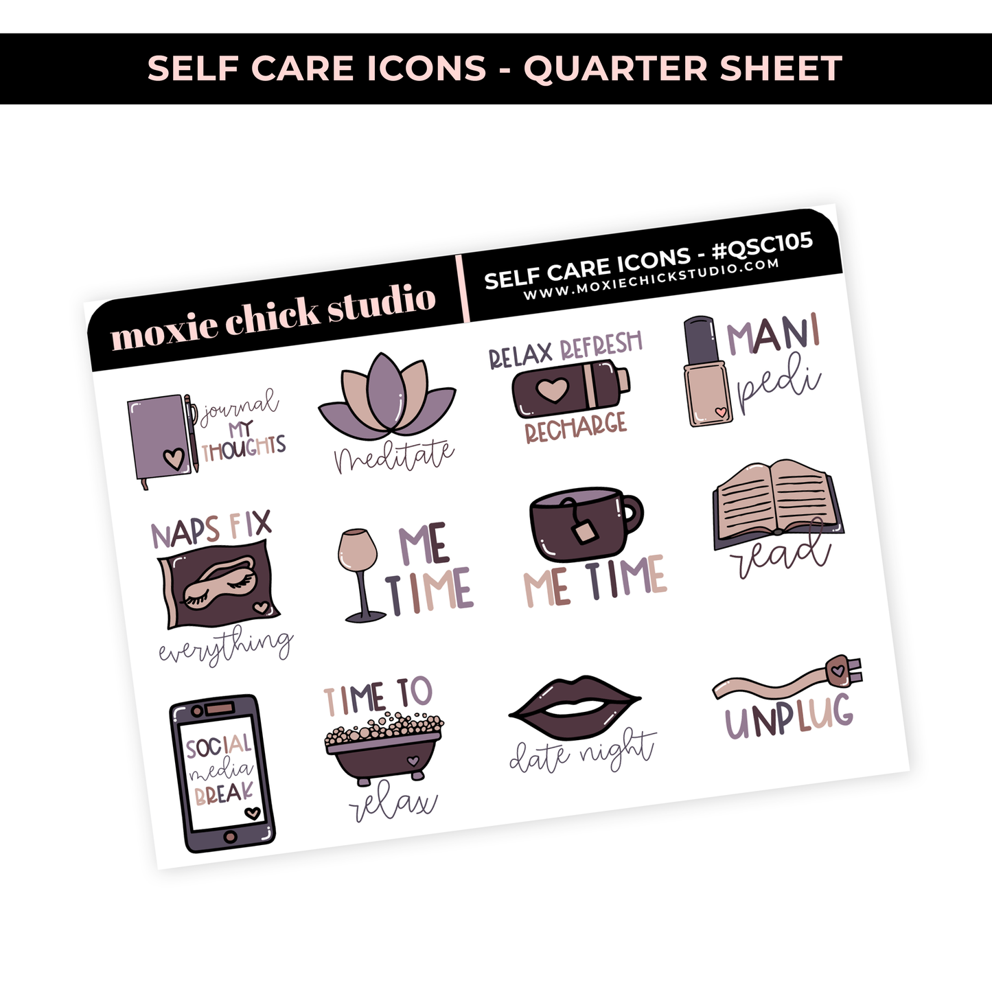 SELF CARE ICONS HAND-DRAWN #QSC105 / New Release